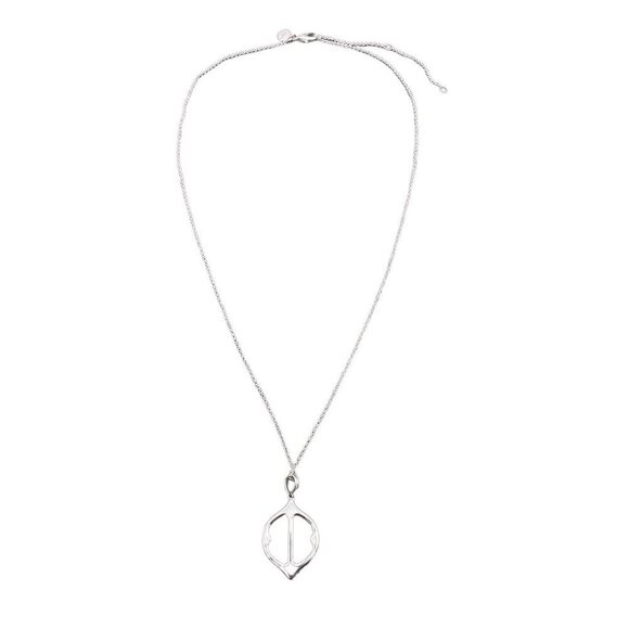 Stella & Dot Pendant Round Link Chain Necklace Silver Tone 20 to 23 in - Picture 2 of 3